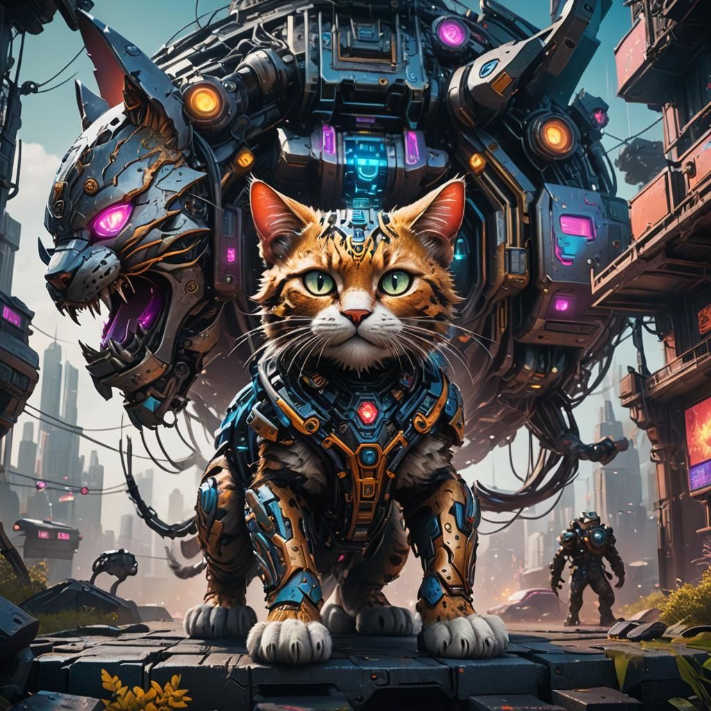 Cyber Kitty Digital Art in Unreal Engine 5