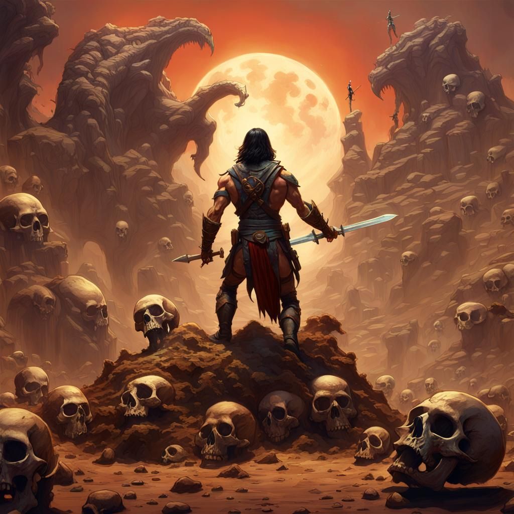 John Carter on Mars in Frazetta Style