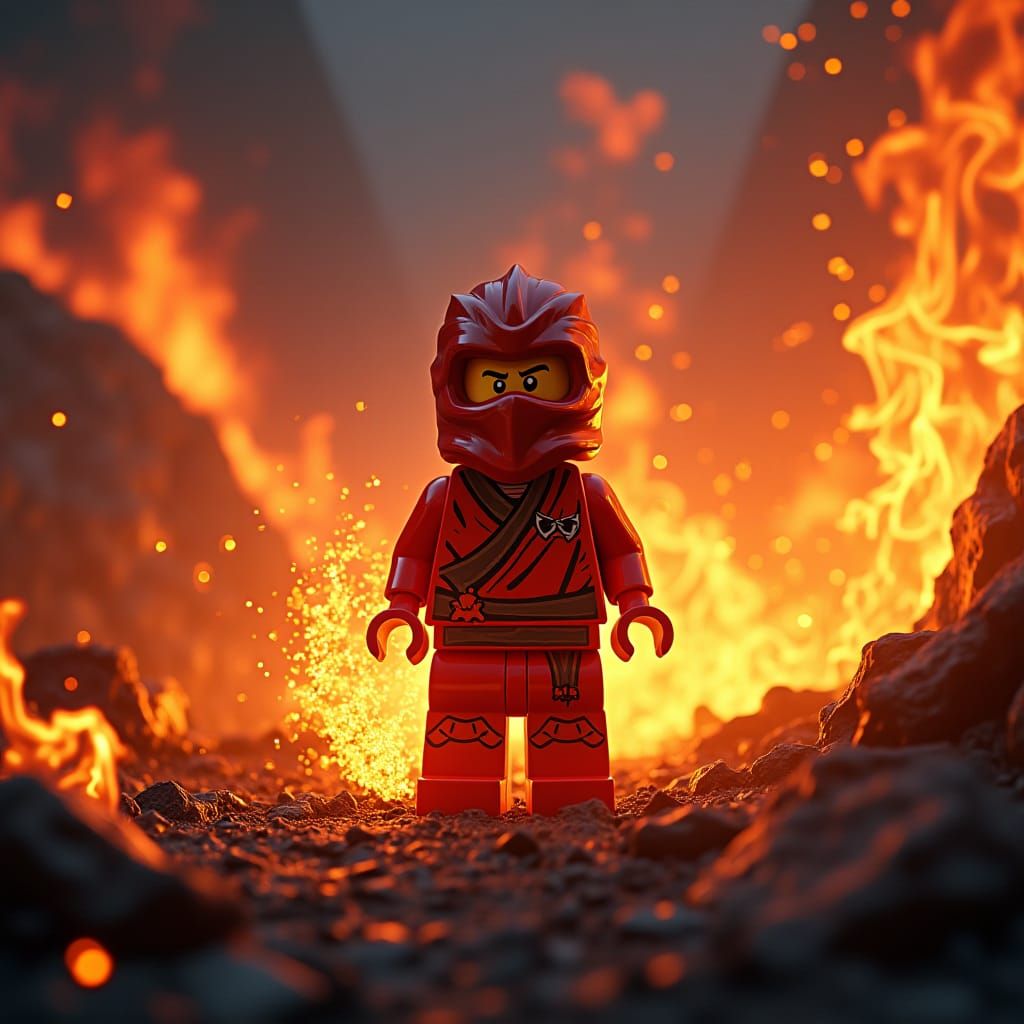 Kai, Fire Master, Amid Blazing Inferno as Matte Painting