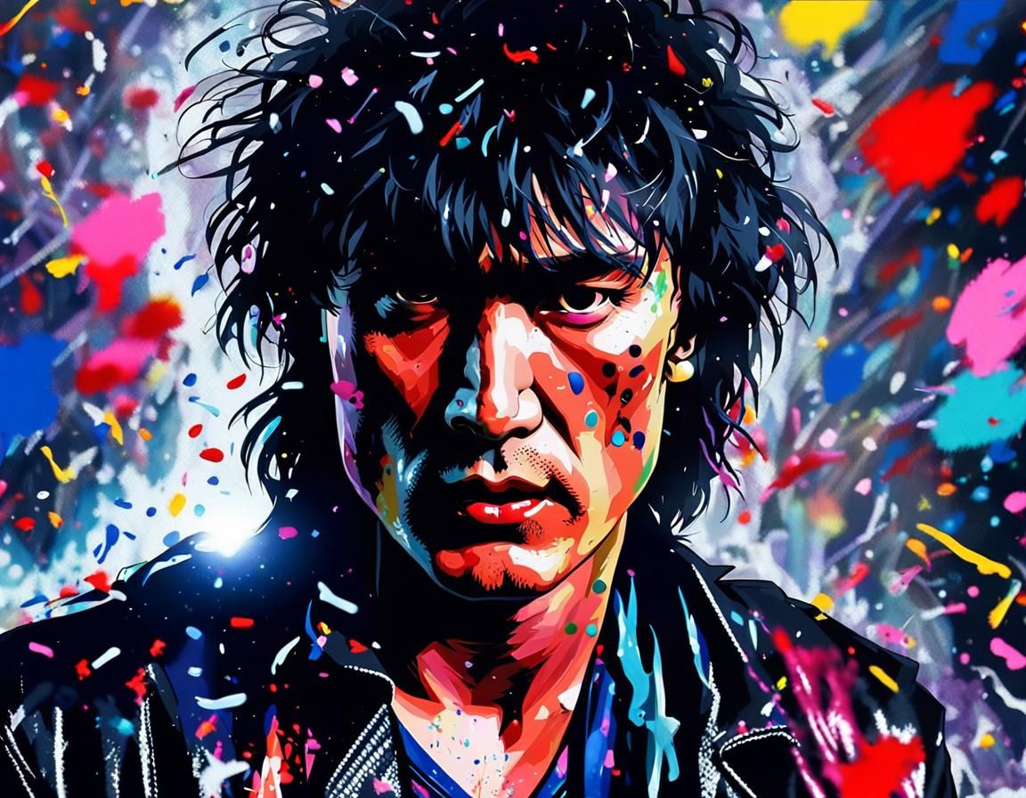 Singer Performing Live On Stage in Vibrant Art Style