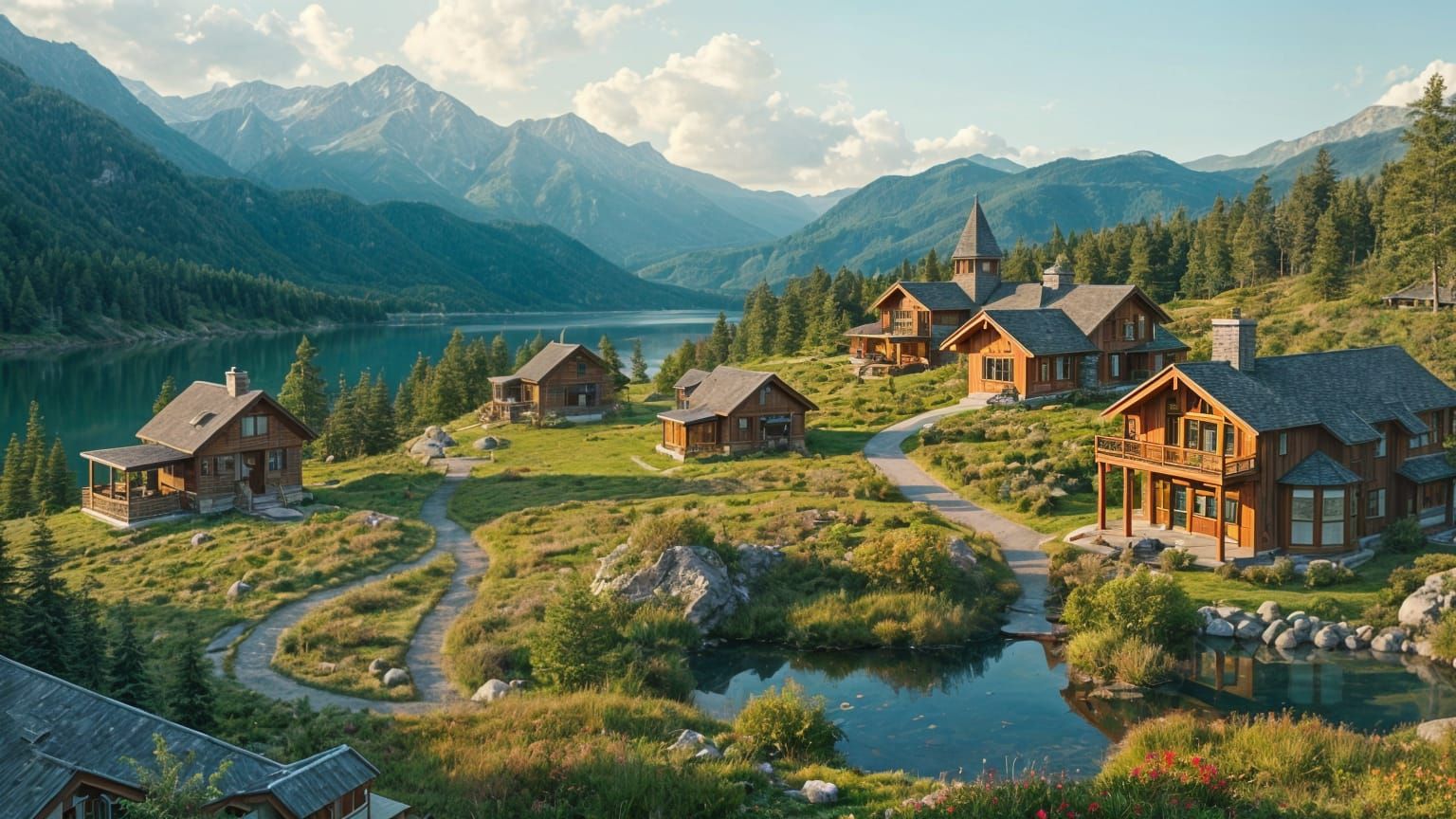 Idyllic Valley Compound with Cozy Cottages and Modern Villas