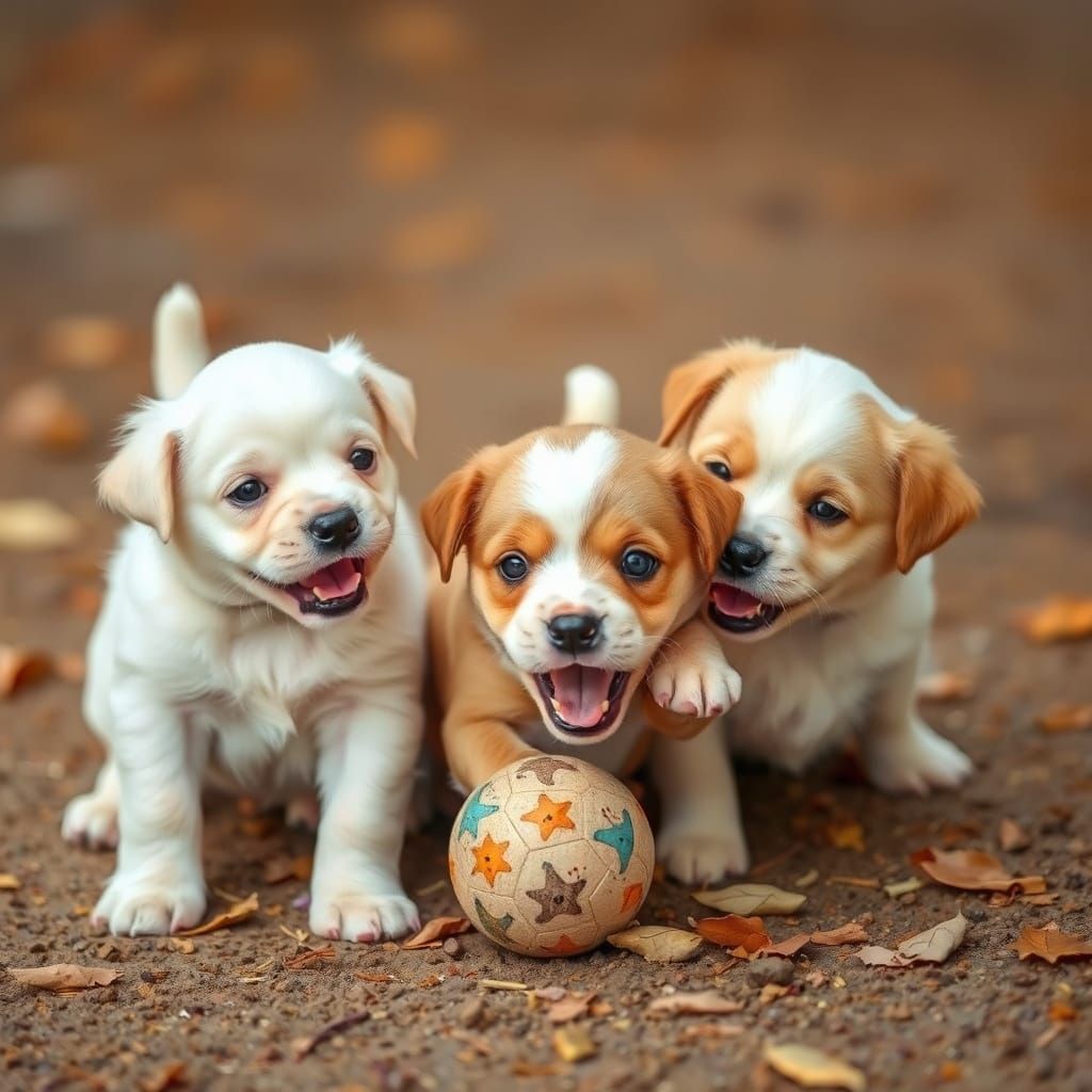 Cute Puppies Playing in a Field