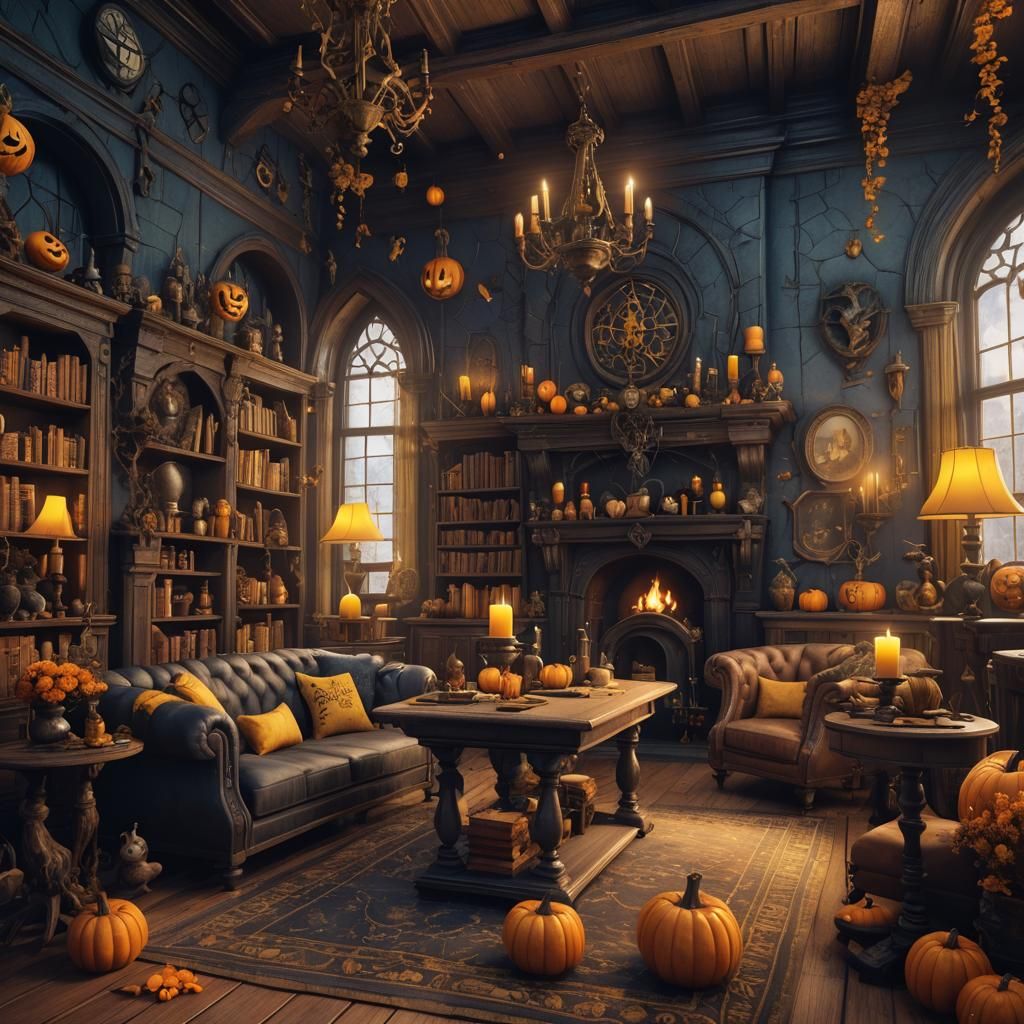 Hufflepuff Common Room Halloween Fantasy Concept Art