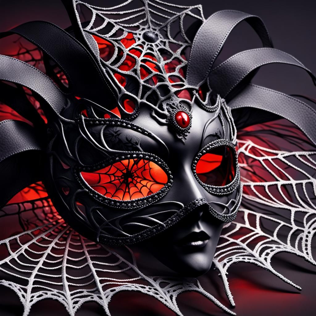 Spider Masquerade: Surreal Portrait in Fauvist Style