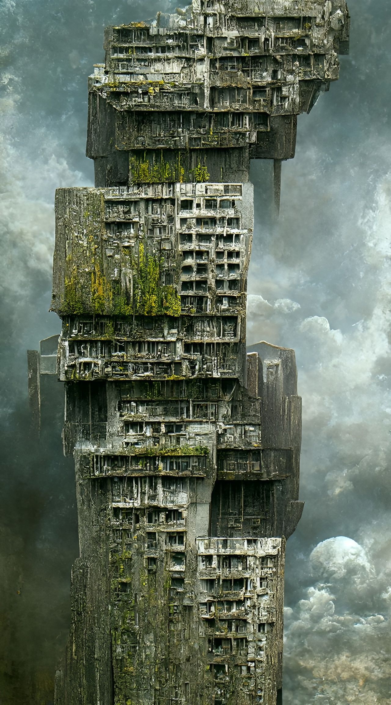 Post-Apocalyptic Brutalist Skyscrapers in 3D Render