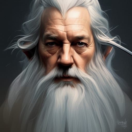 Gandalf Portrait in Hyperdetailed Concept Art Style