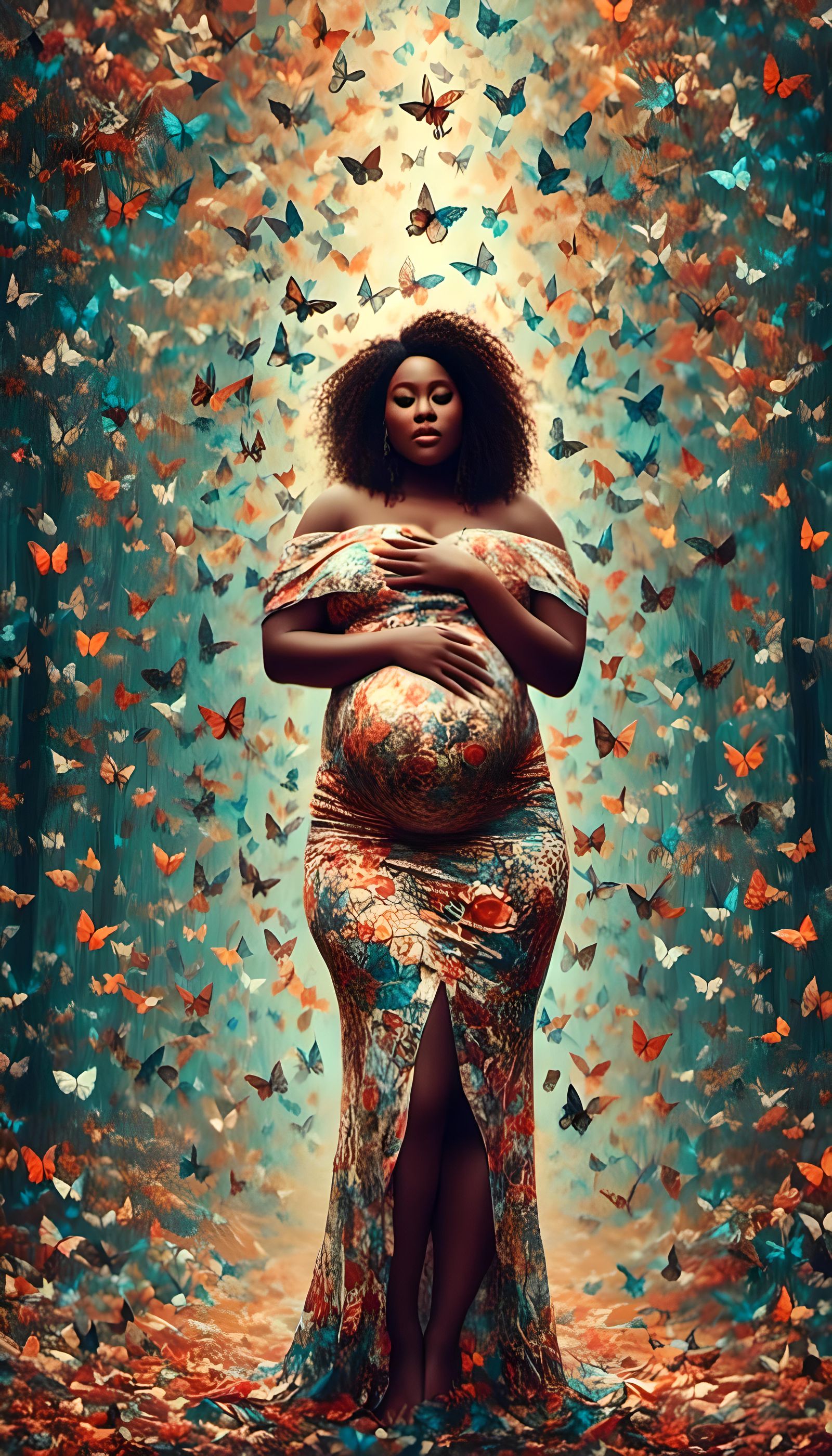 Pregnant Plus Size Woman: Mosaic Beauty