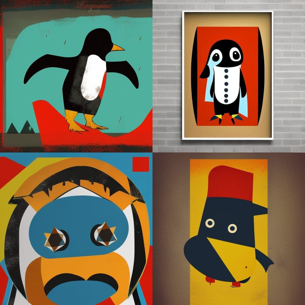Cowboy Penguin in Pop Art Style
