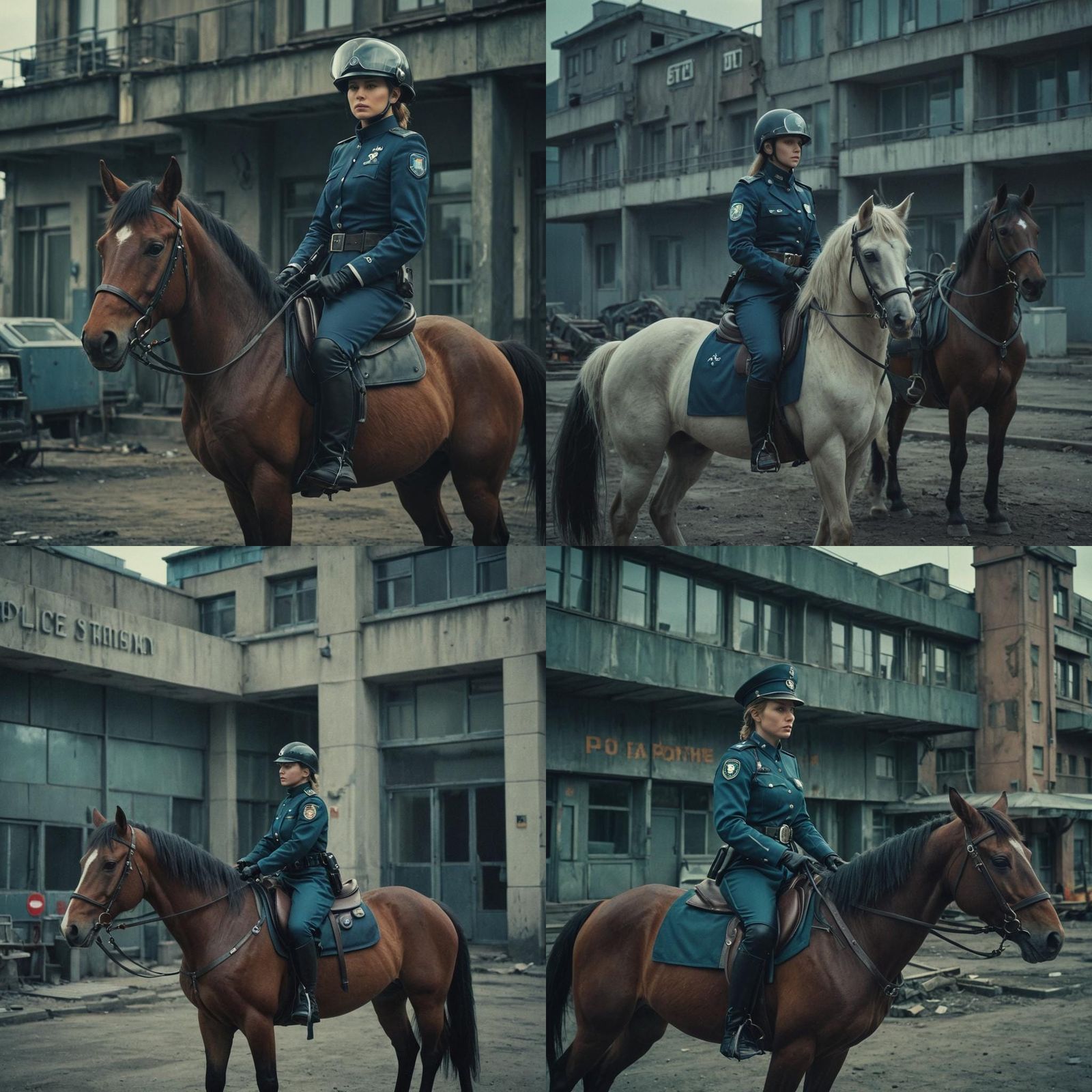 Futuristic Russian Police Station with Mounted Policewoman