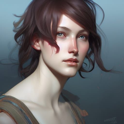 Detailed Portrait of a Lesbian Woman in Splash Art Style