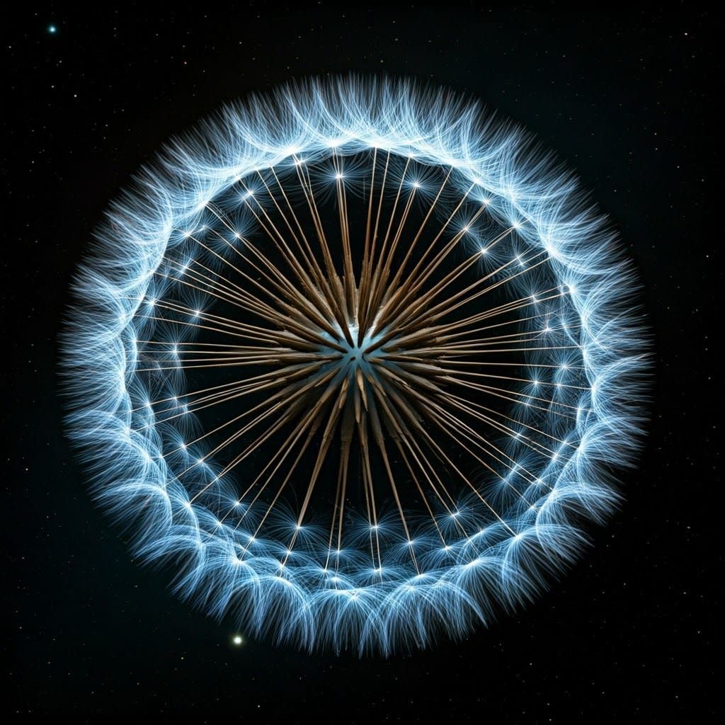 Ethereal Dandelion Galaxy Blooms in Cosmic Expanse