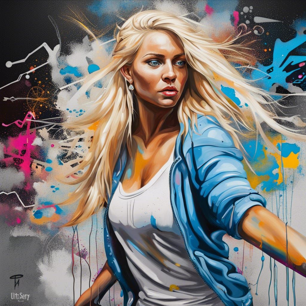 Cuban Woman Dancing: Graffiti Art in Polychromatic Style