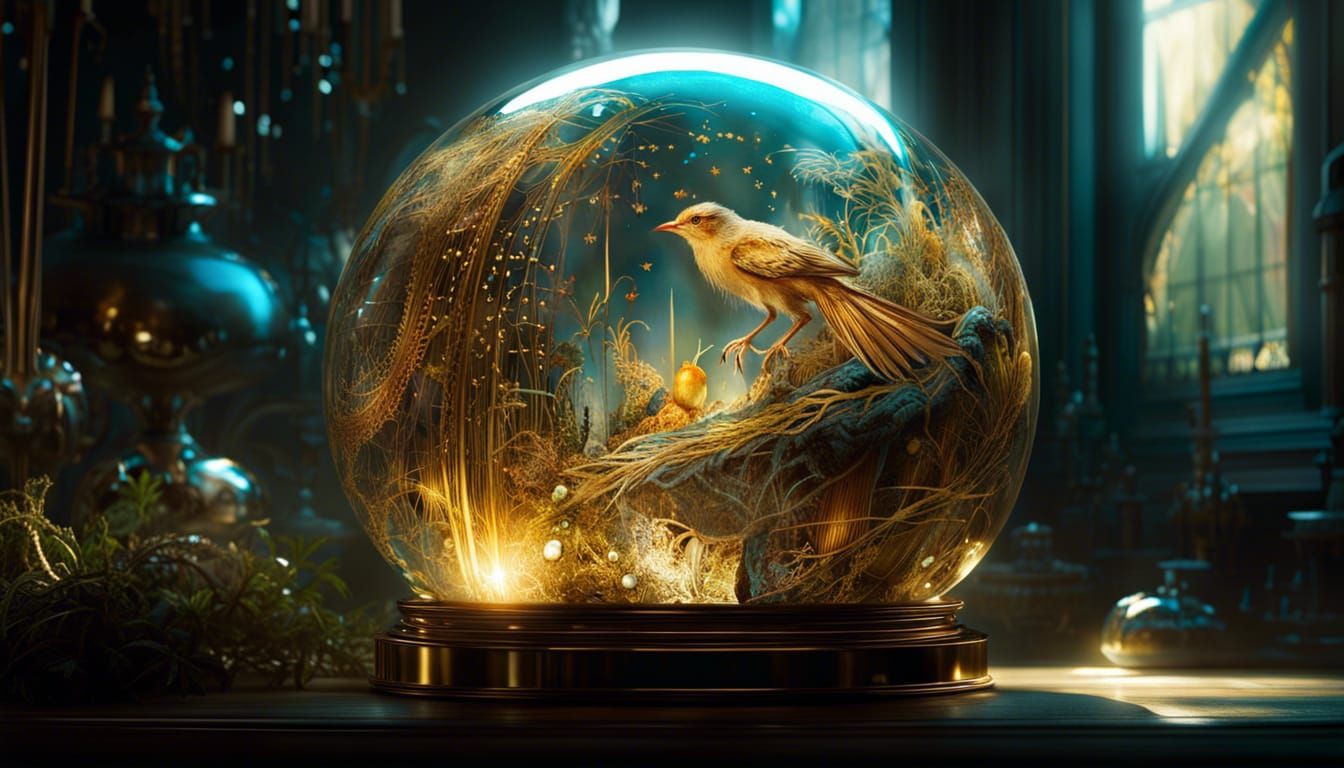 Fantasy World Inside Glass Sphere, Digital Art