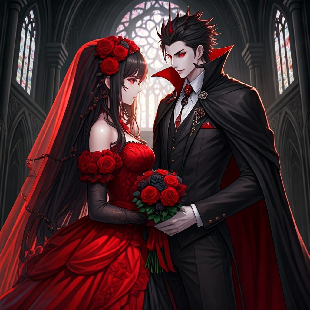 Gothic Vampire Wedding in Anime Style