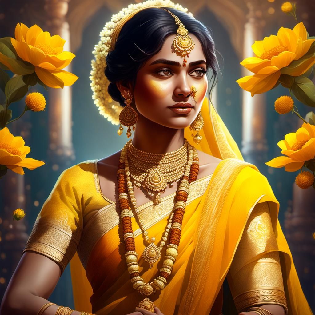 Indian Bride's Haldi Ceremony Portrait