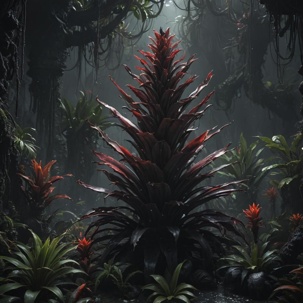 Giant Black Bromeliad in a Hellish Landscape