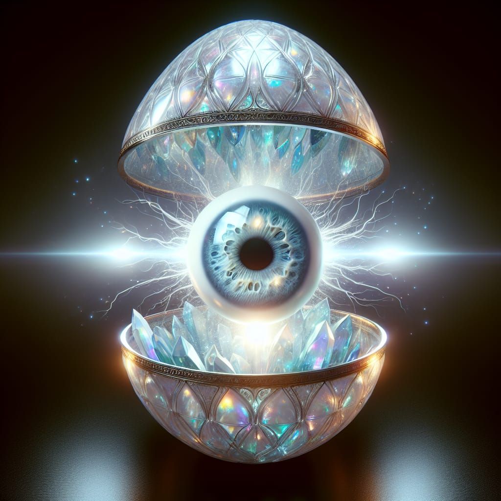 Luminescent Crystal Fabergé Egg with Eerie Eyeball