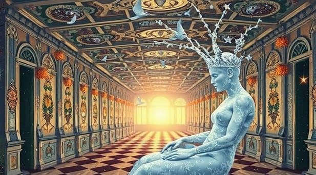 Surreal Chess Scene with Cat and Astral Forest