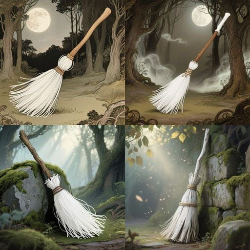 Wiccan White Broom Stick for Rituals