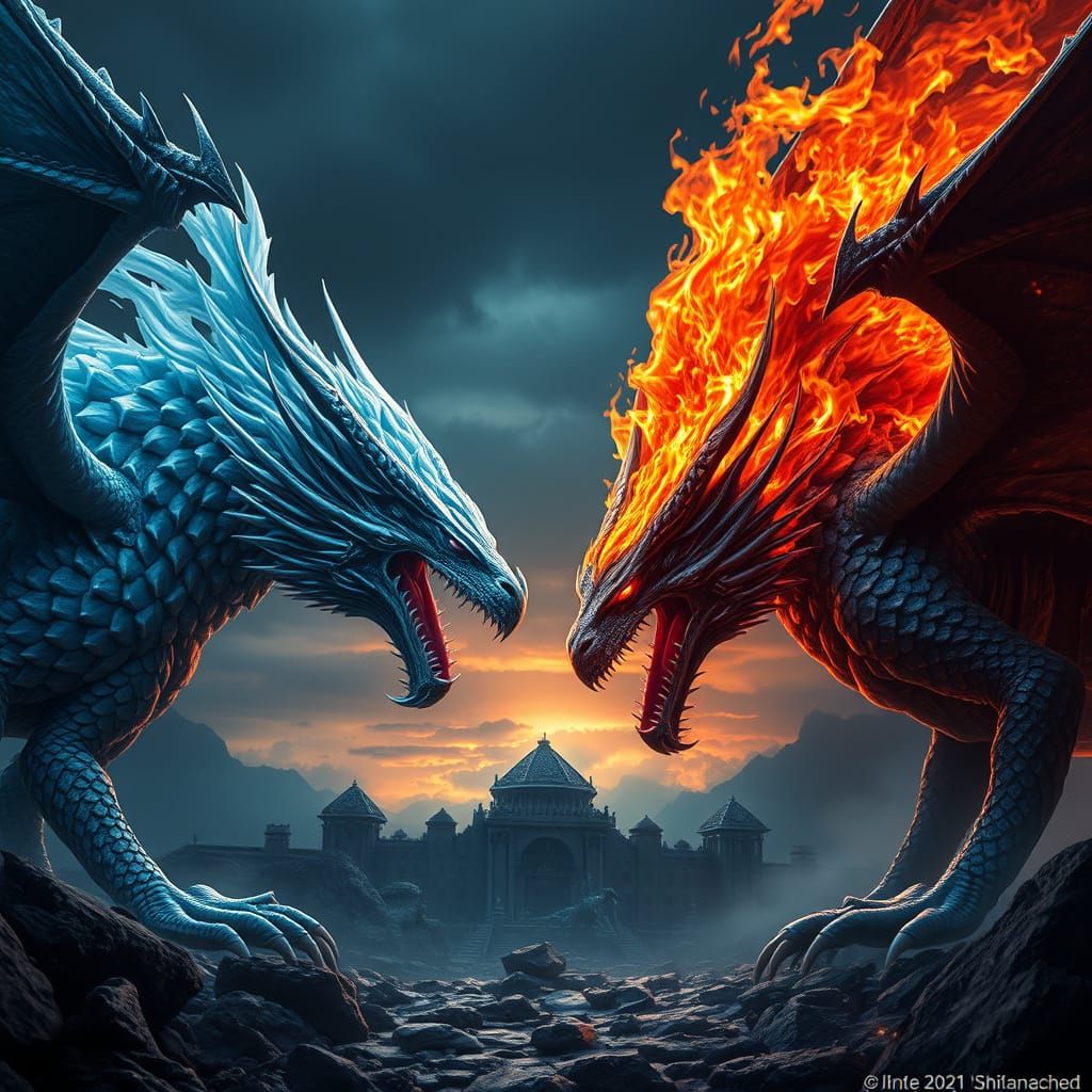 Eternal Twilight Confrontation: Icy Sapphire vs Fiery Lava D...