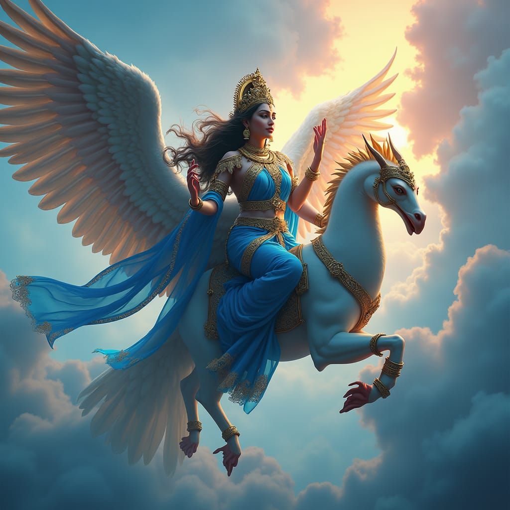 Vaishnavi on Garuda with Conch and Discus