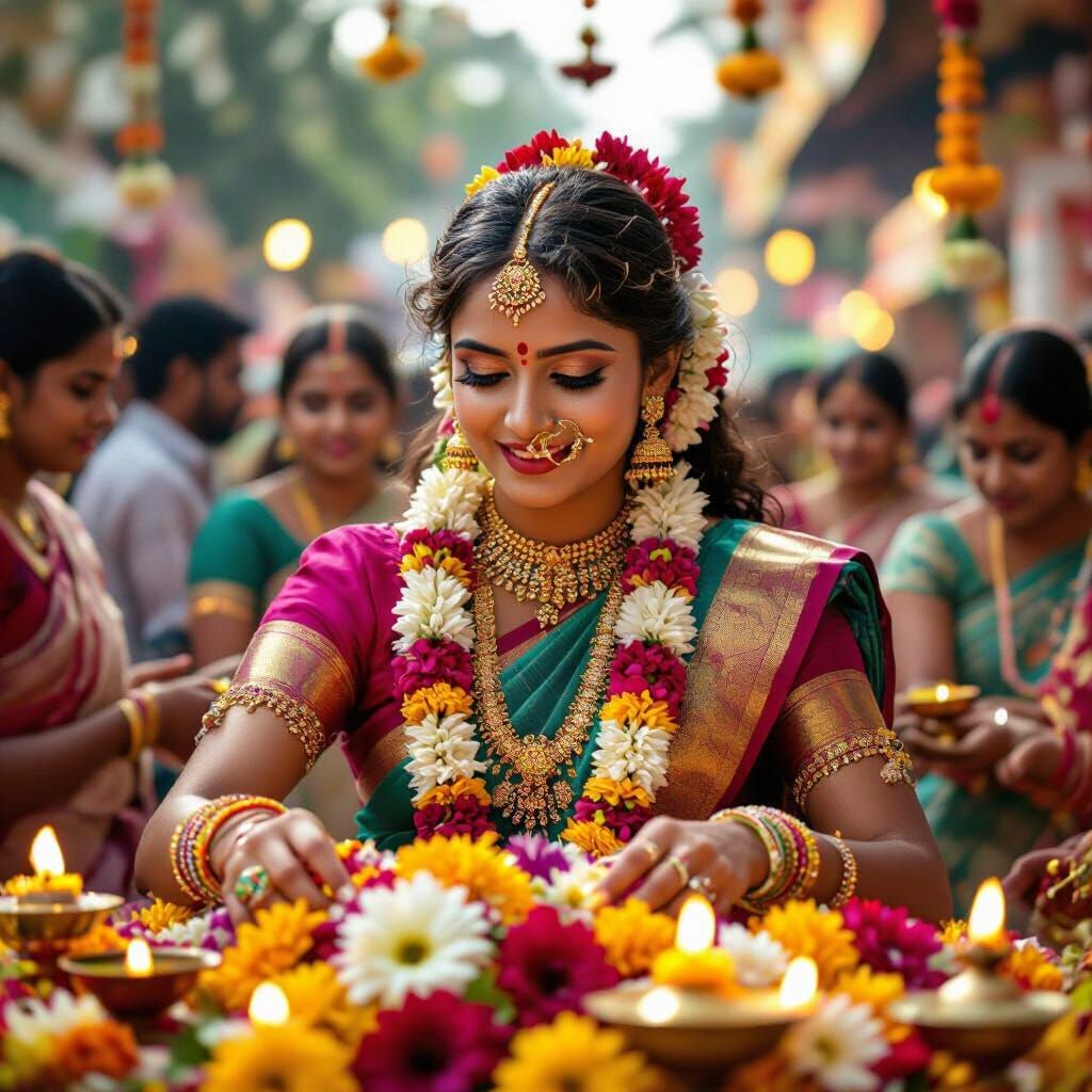 Bathukamma Festival in Telangana: A Photorealistic Celebrati...