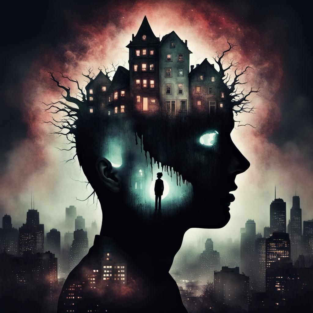 Surreal Divided Head: Dreamcore Nightmare in Weirdcore Style