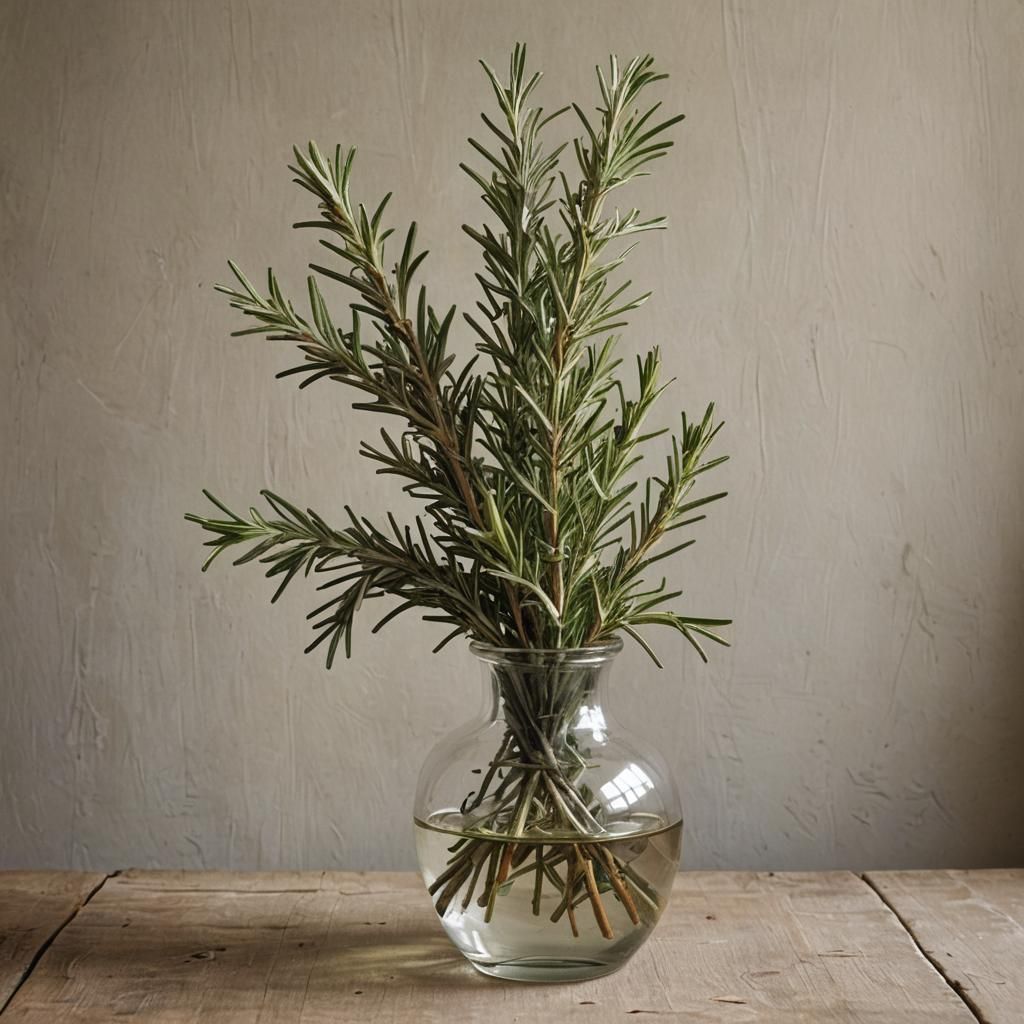 Rosemary Sprig in Autumn Fields: Photorealistic View