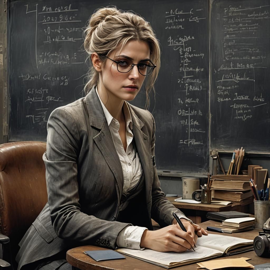 Post-Apocalyptic Teacher in Hyperdetailed Digital Art