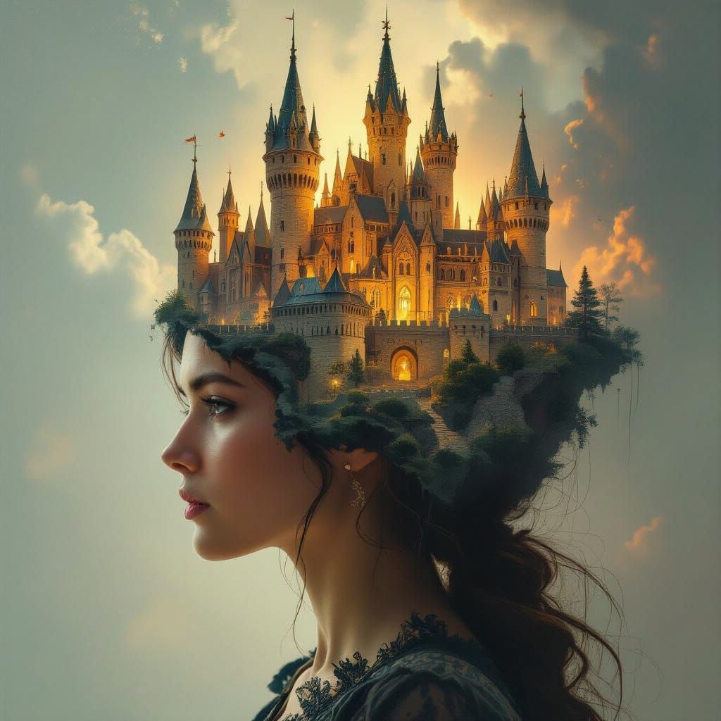 Woman With Castle Built Inside Her Head