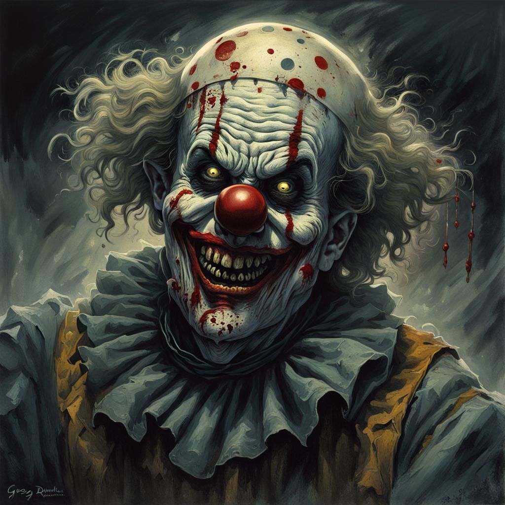 Nightmarish Zombie Clown in Horror Style