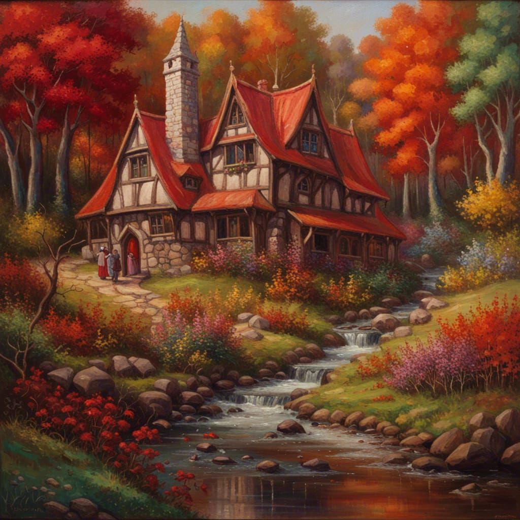 High Gothic Cottagecore Elven Village in Autumn