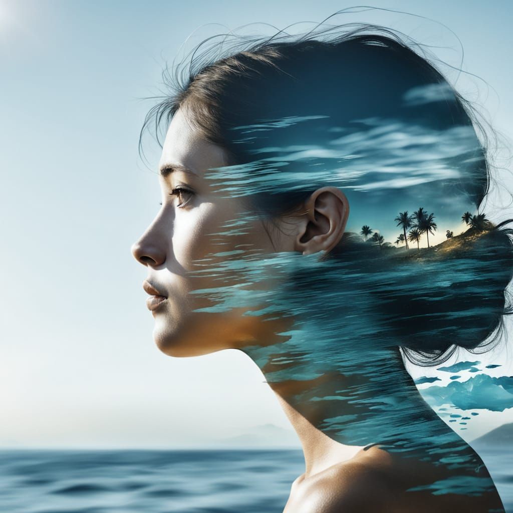 Ocean and Face Double Exposure Portrait