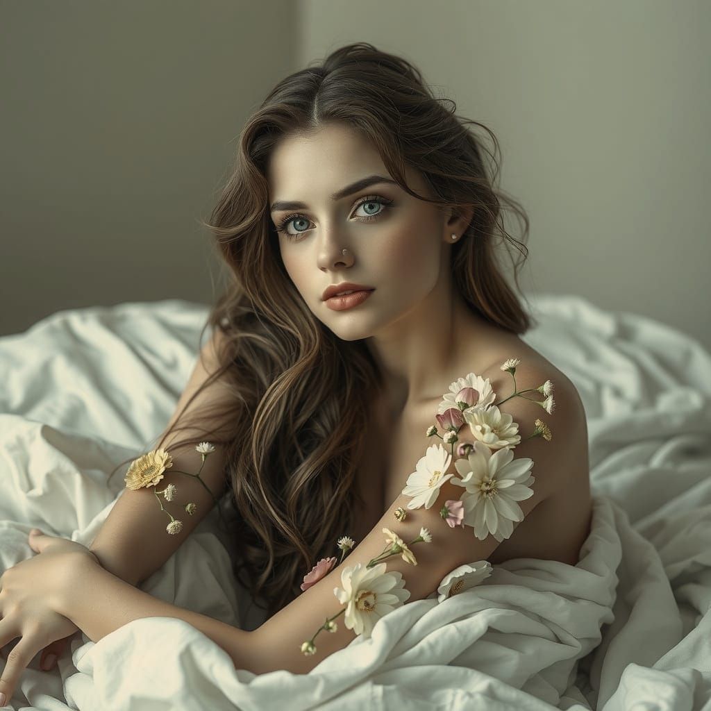 Ethereal Woman Lost in Melancholic Beauty