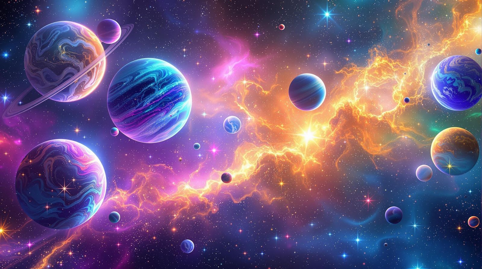 Cosmic Wonders: Vibrant Planets in a Starry Tapestry