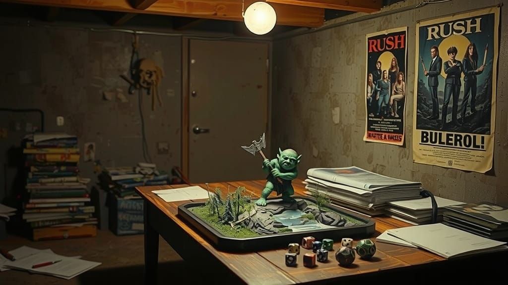 Vintage Basement Diorama with Goblin Miniature and Rush Post...