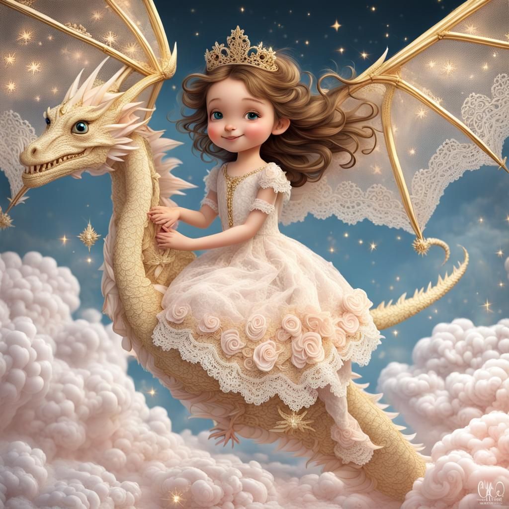 A Fairytale Journey - The Lace-Clad Princess and her Dragon
