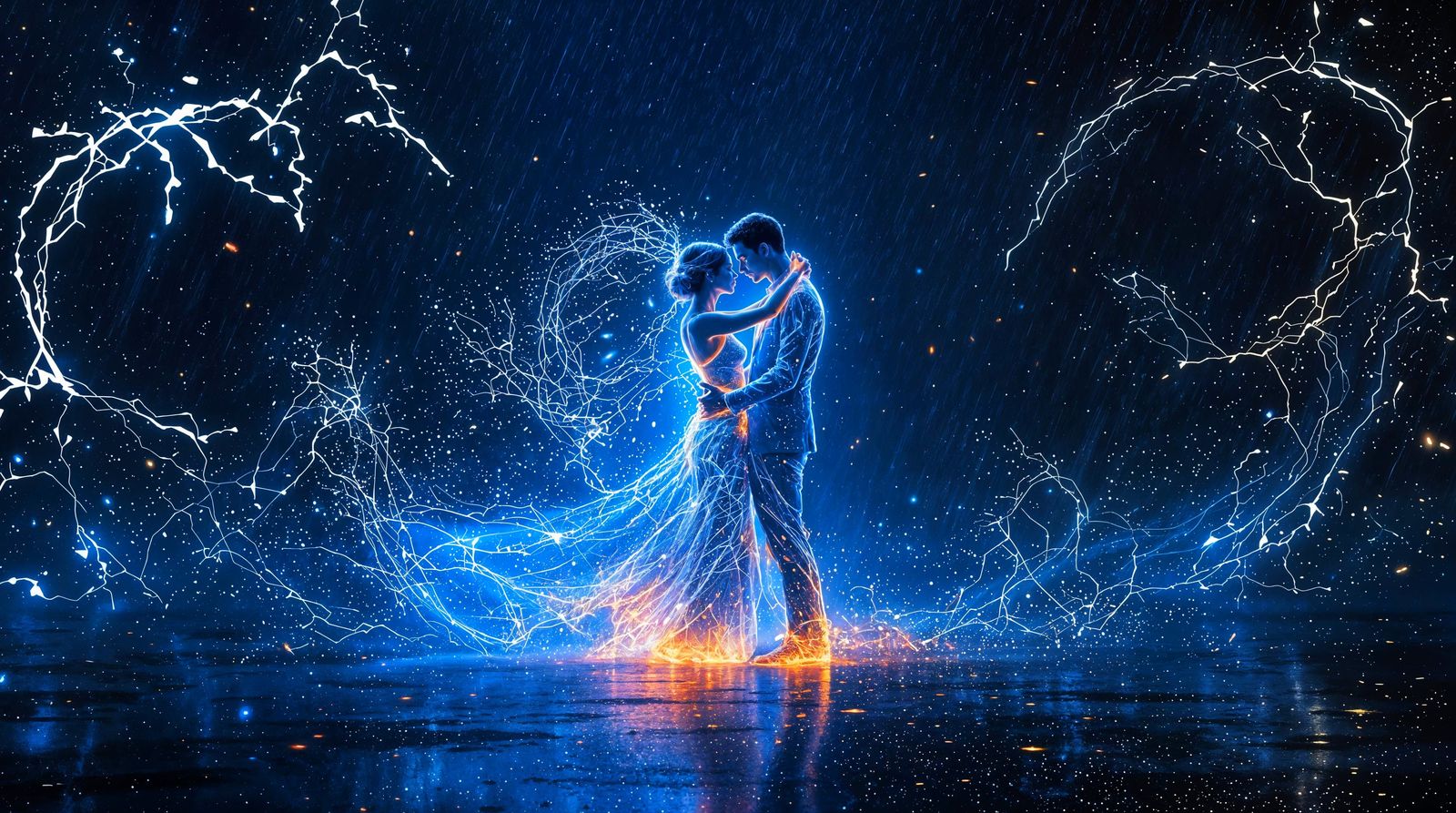 Ethereal Couple Dances in a Stormy Night