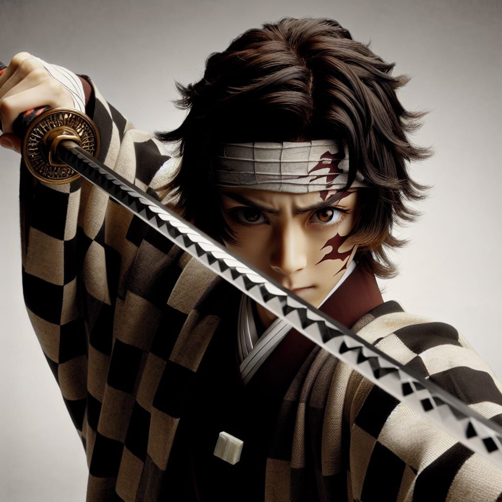 Furious Anime Warrior Poised for Battle