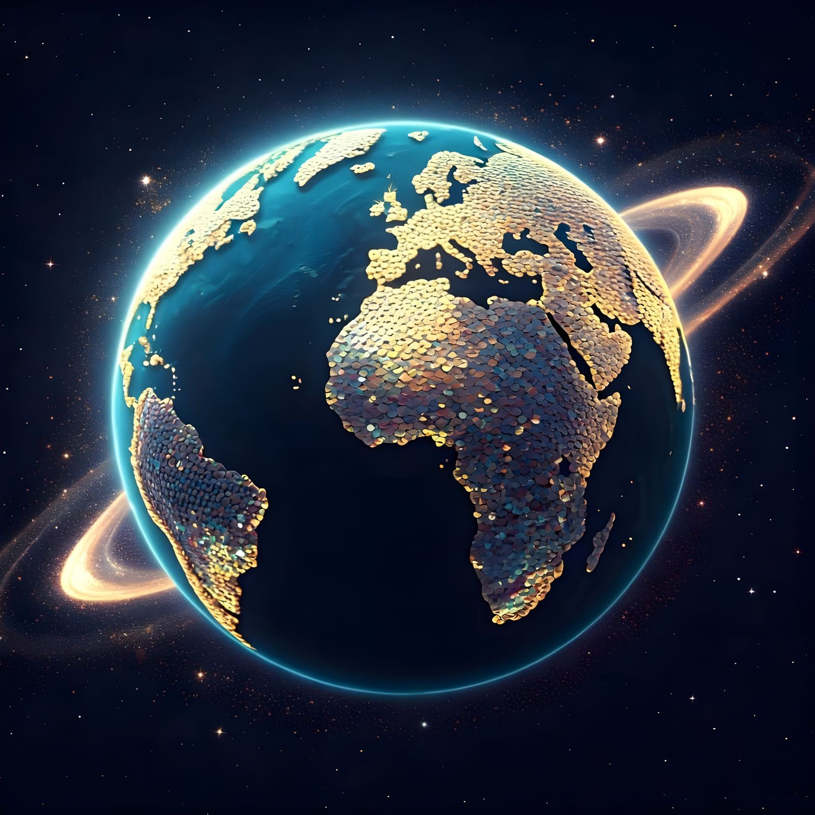 Sequin-Covered Earth Radiates Iridescent Beauty