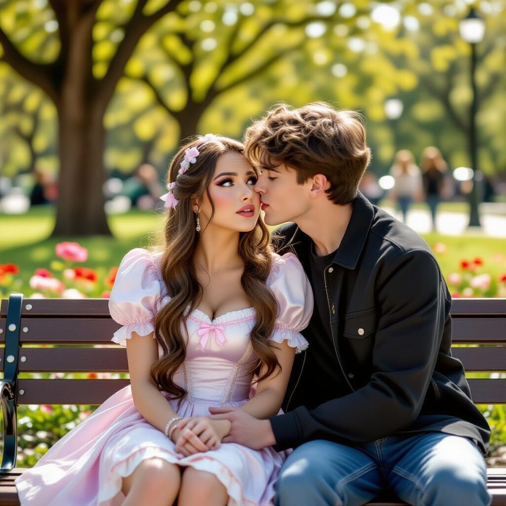 Man In Feminine Outfit Resists Unwanted Kiss In Park