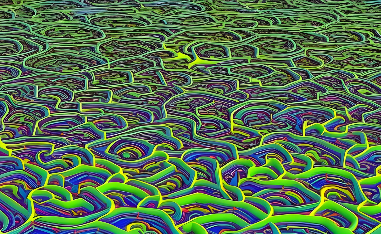 Mystical Multicolored Labyrinth of Glowing Flora