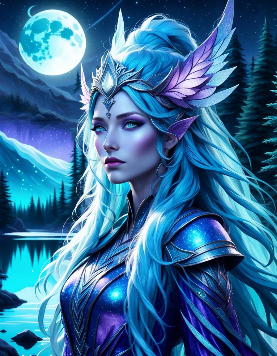 Magical Water Goddess in Enchanted Forest