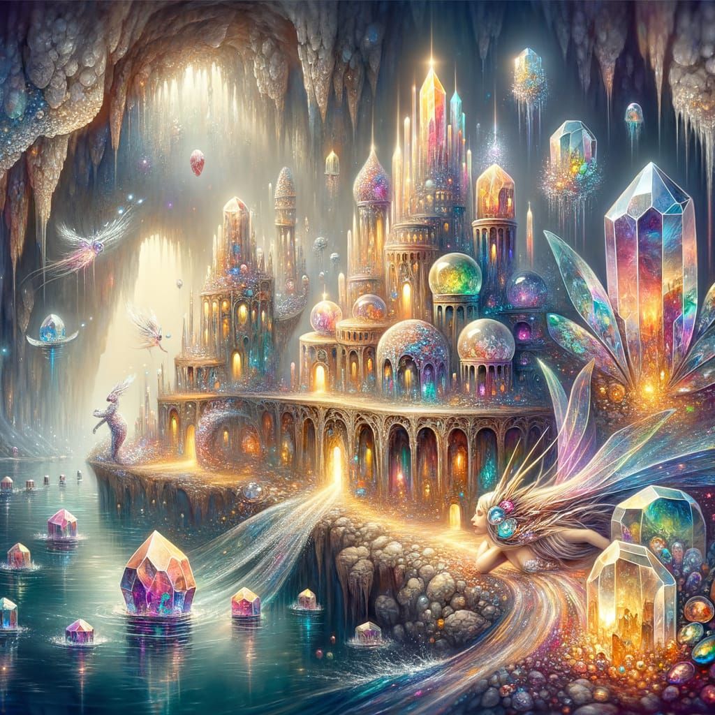 Glimmering Gemstone Kingdom Inside Geode, Splash Art