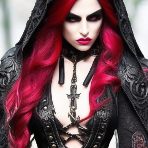 Gothic Zombiecore Night Elf with Red Hair