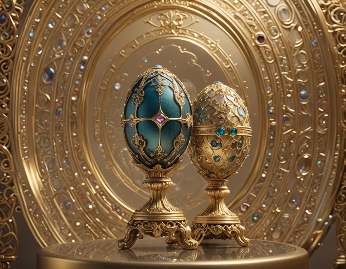 Fabergé Egg Figurine with Gemstones in Digital Art
