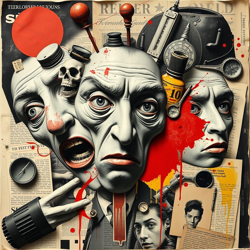 Grotesque Faces in Monochromatic Chaos