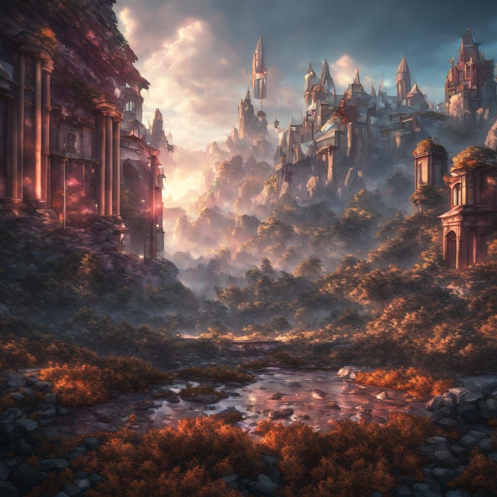 Surreal Fantasy World Unfolds in Vibrant Detail