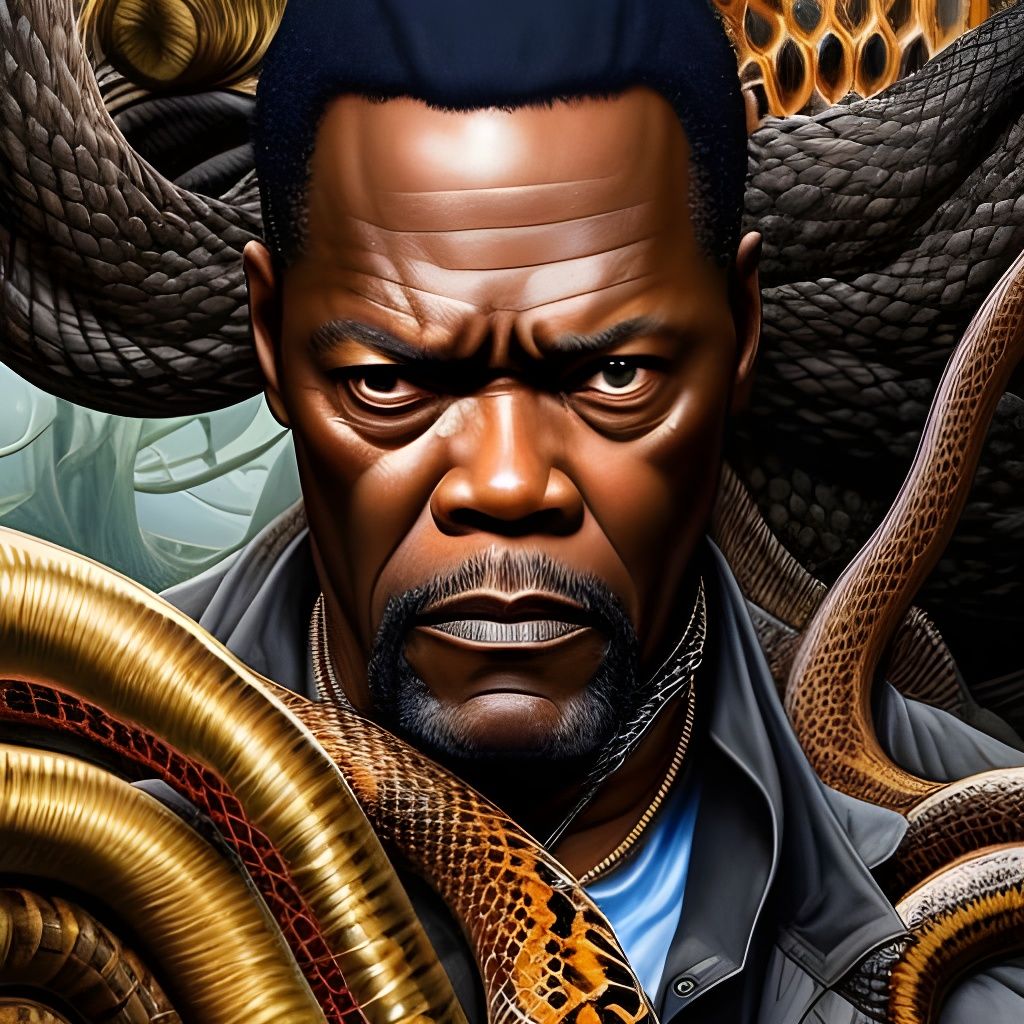 Detailed Portrait: Samuel L Jackson and Snakes on a Plane