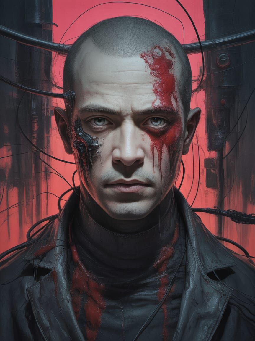 Creepy Sci-Fi Man with Heavy Brush Strokes